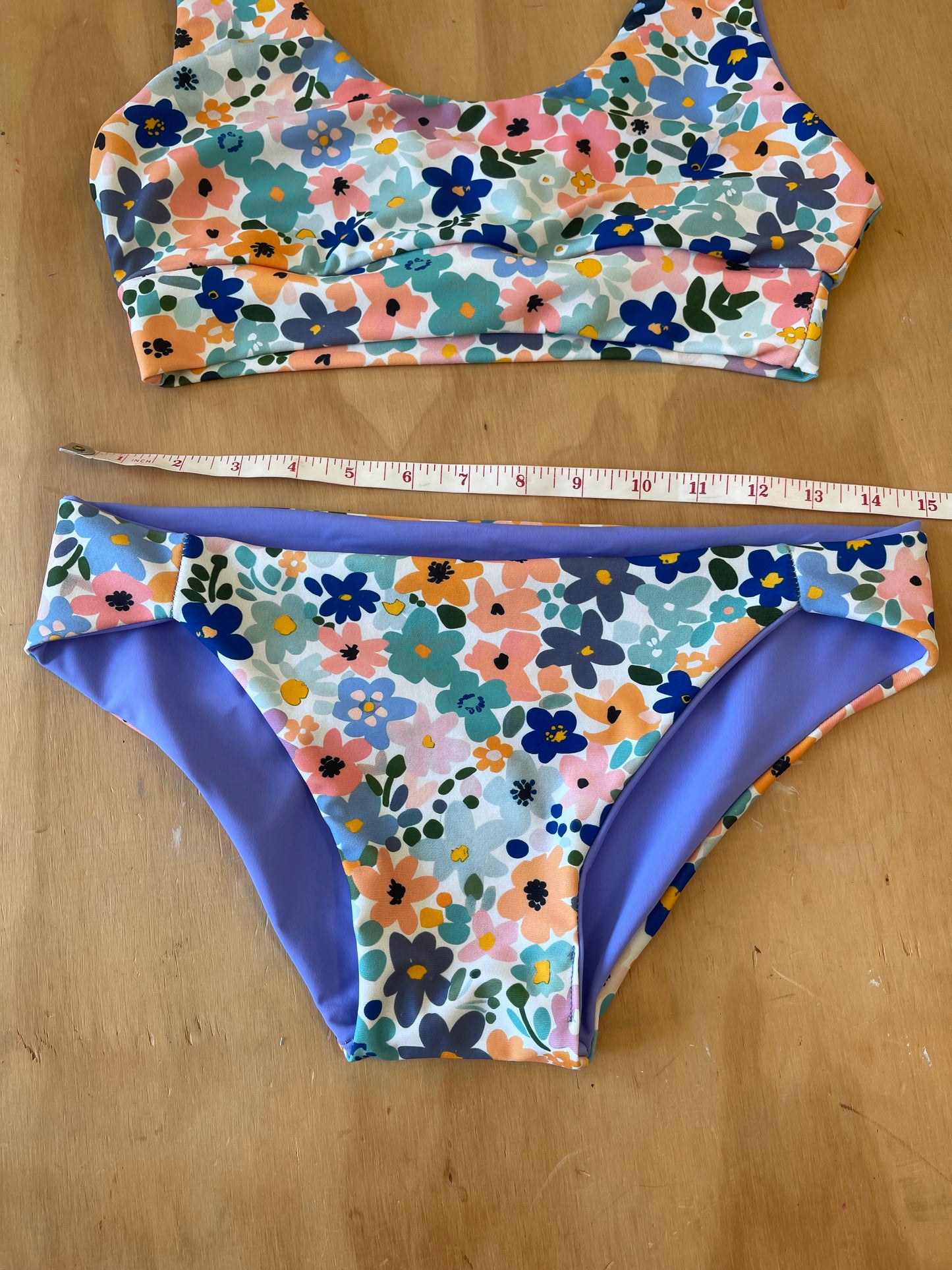 Size M, One of a Kind Floral Print Bathing Suit.