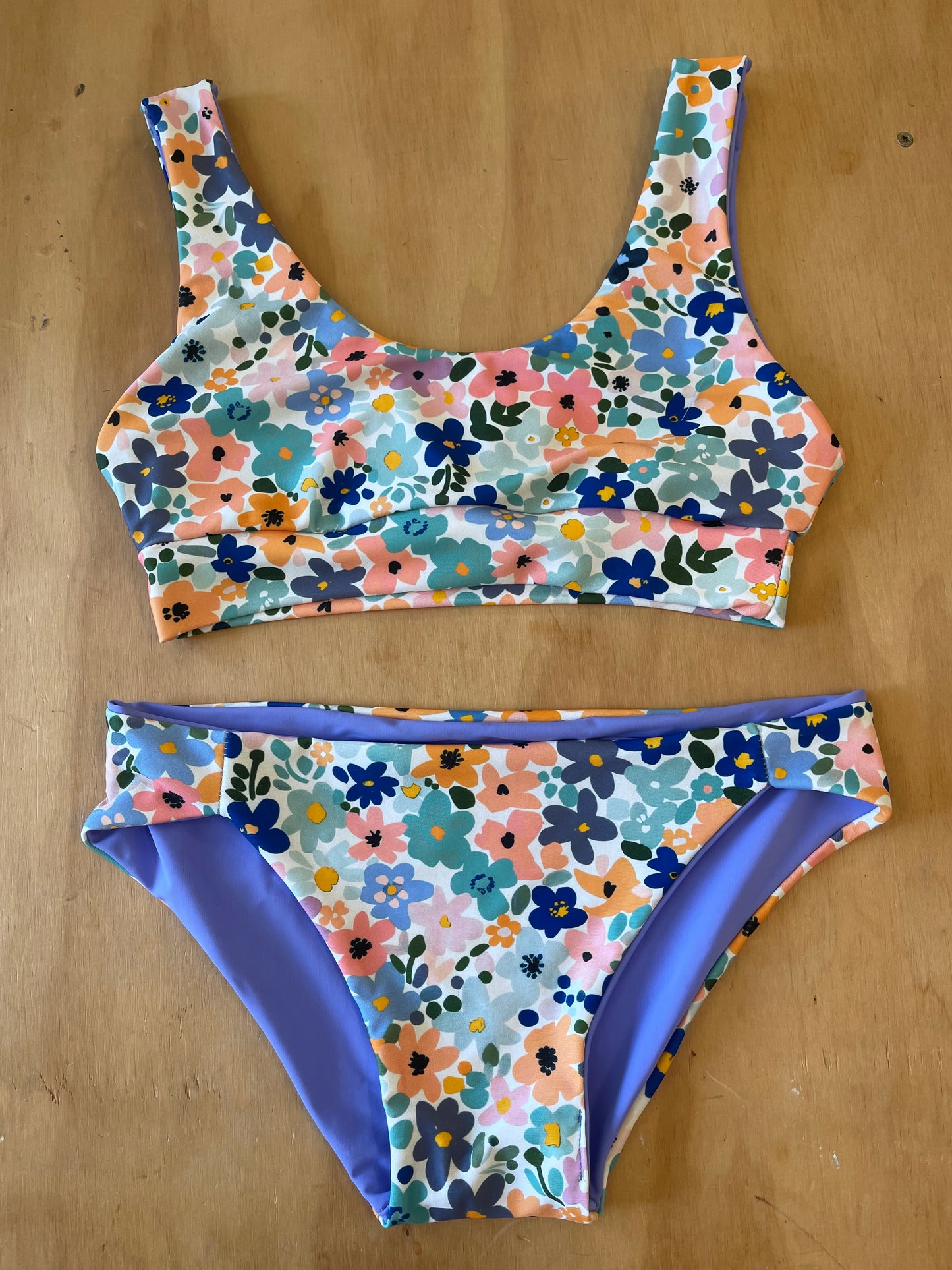 Size M, One of a Kind Floral Print Bathing Suit.