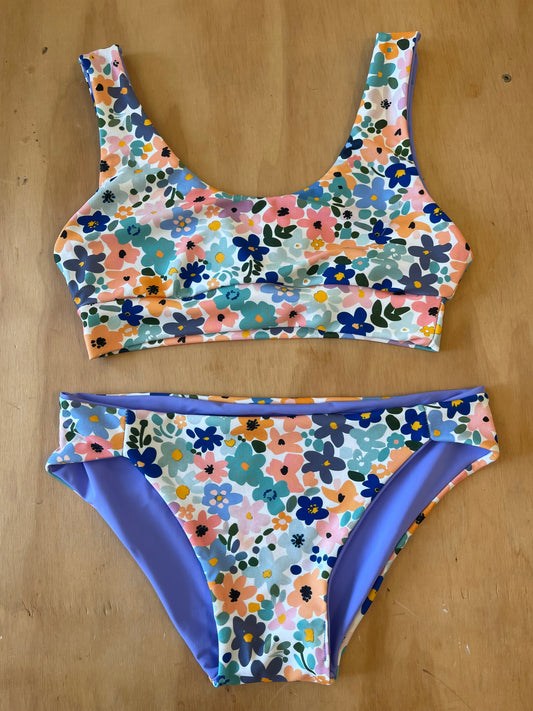 Size M, One of a Kind Floral Print Bathing Suit.