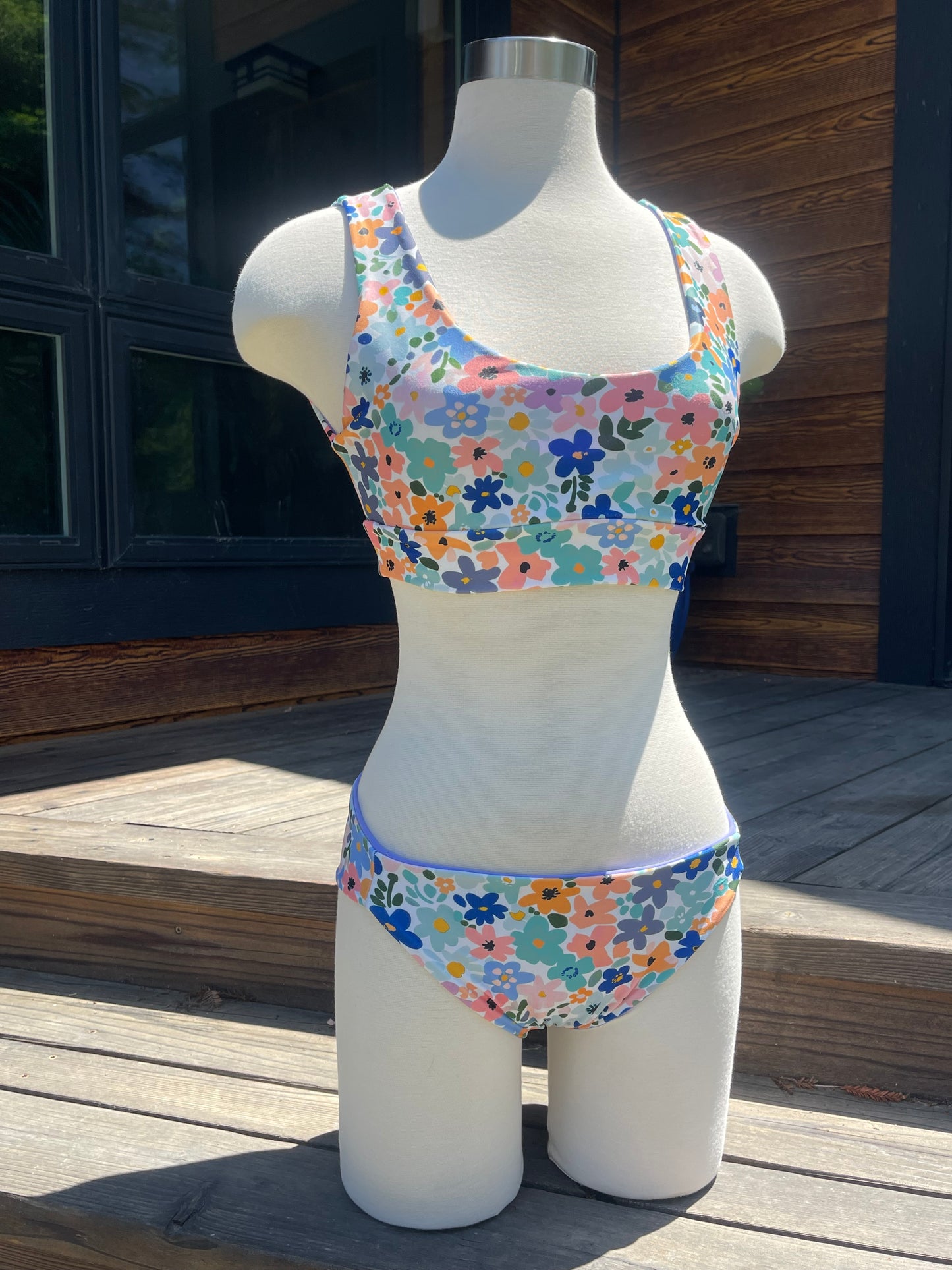 Size M, One of a Kind Floral Print Bathing Suit.