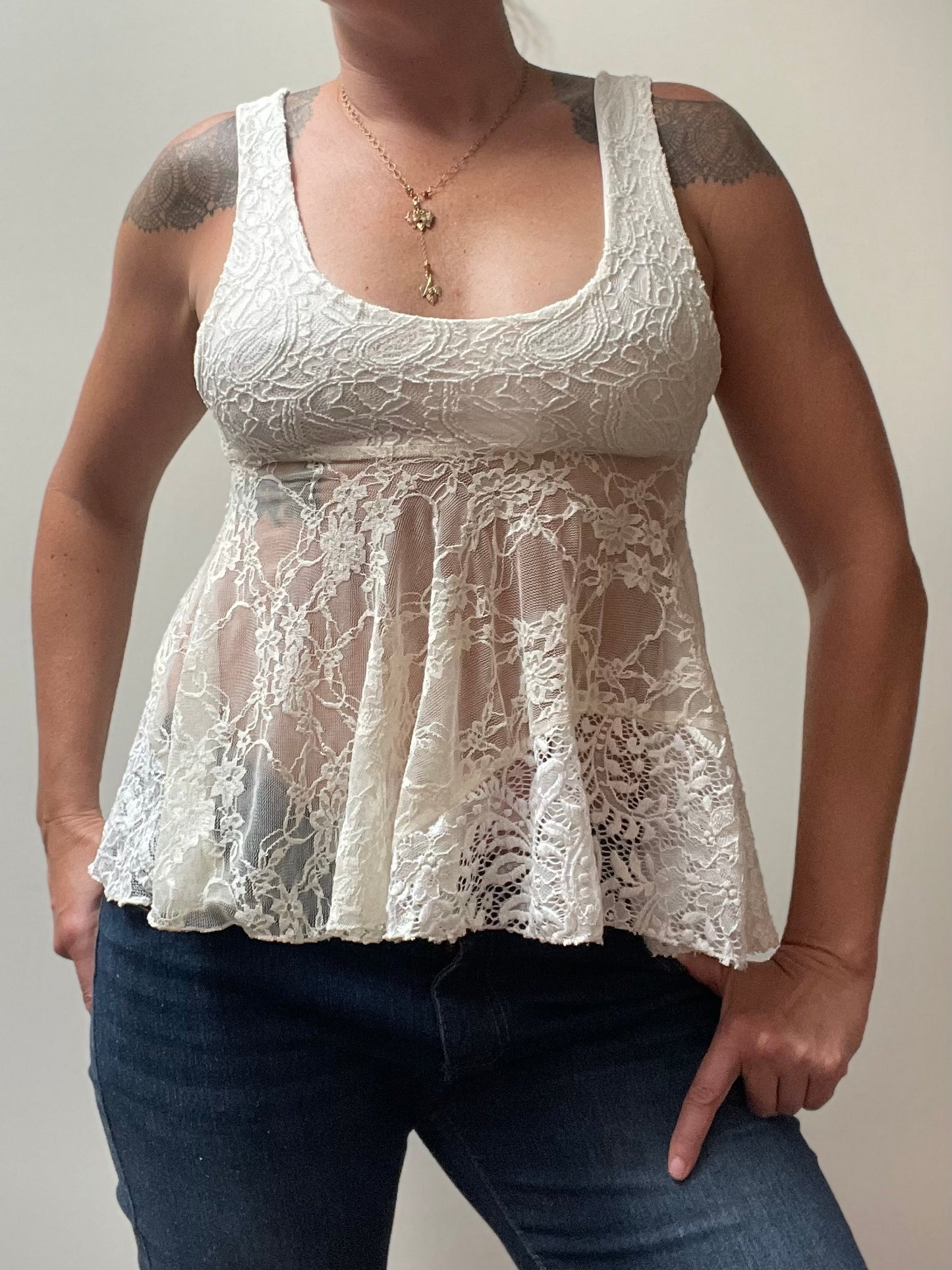 Dainty Lace Baby Doll Tank, one of a kind