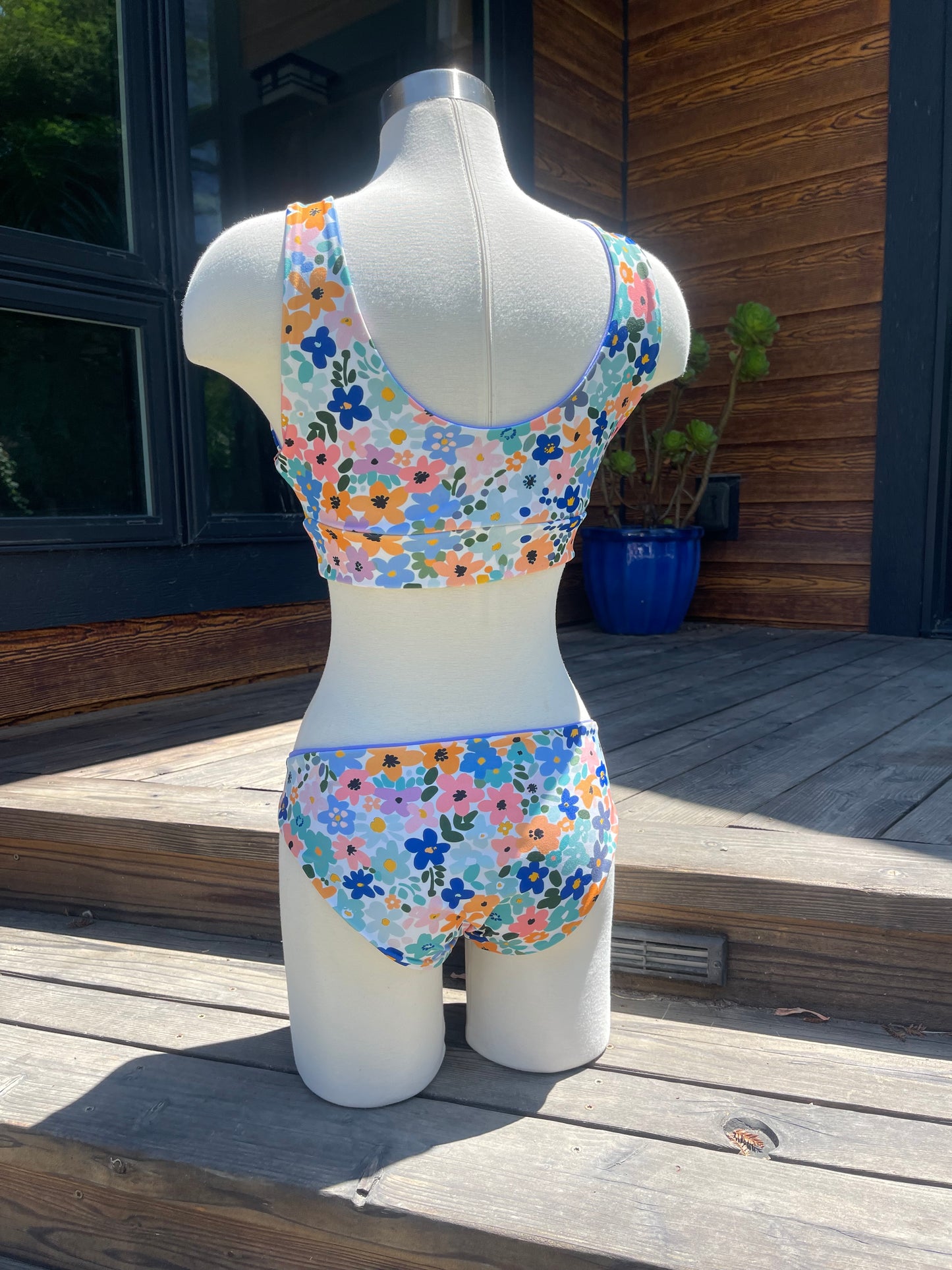 Size M, One of a Kind Floral Print Bathing Suit.