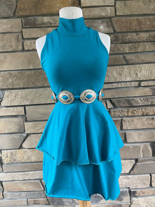 Racer Back, Mock Neck, Ruffle Mini Dress
