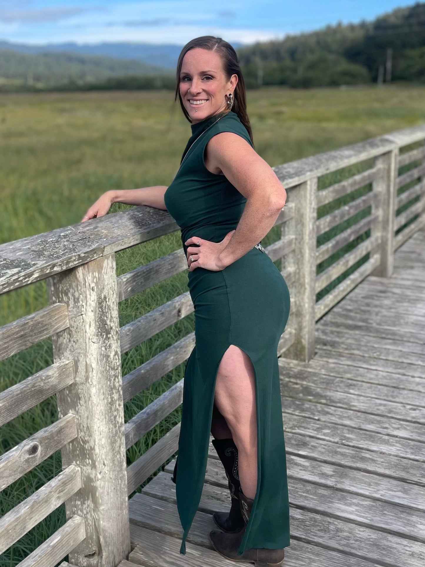 Mock Neck Maxi Dress with Slits