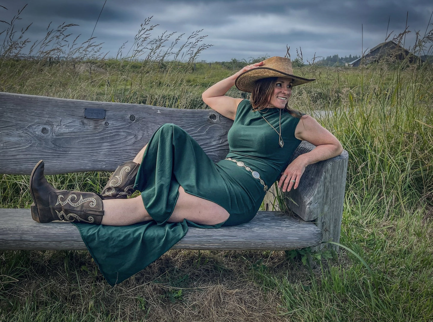Mock Neck Maxi Dress with Slits