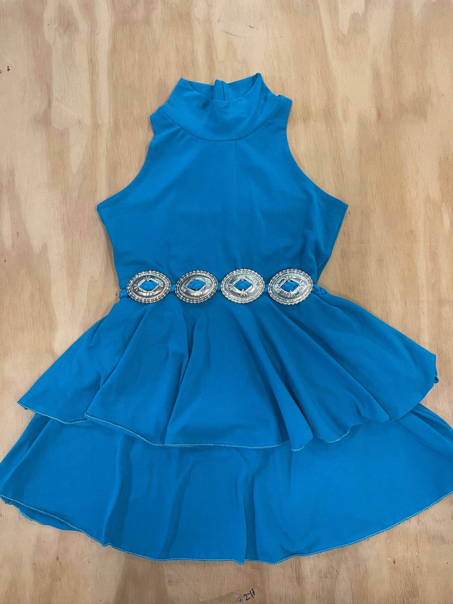 Racer Back, Mock Neck, Ruffle Mini Dress