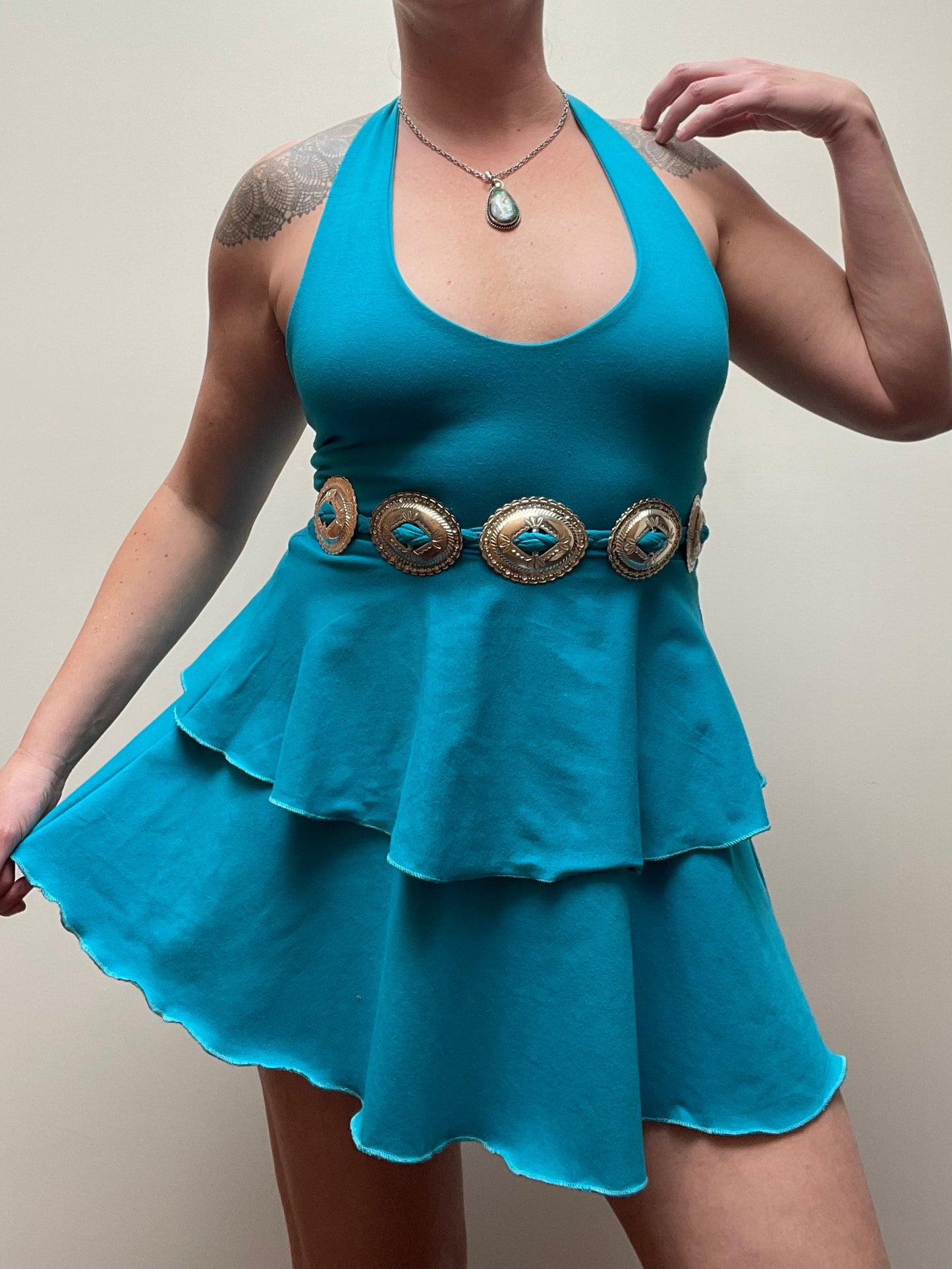 Halter Ruffle Mini Dress