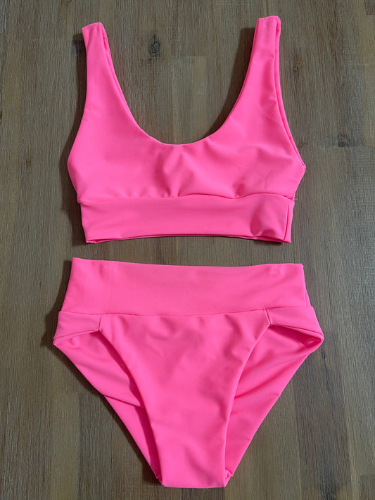 Sample Sale, size small neon coral Surfkini set.